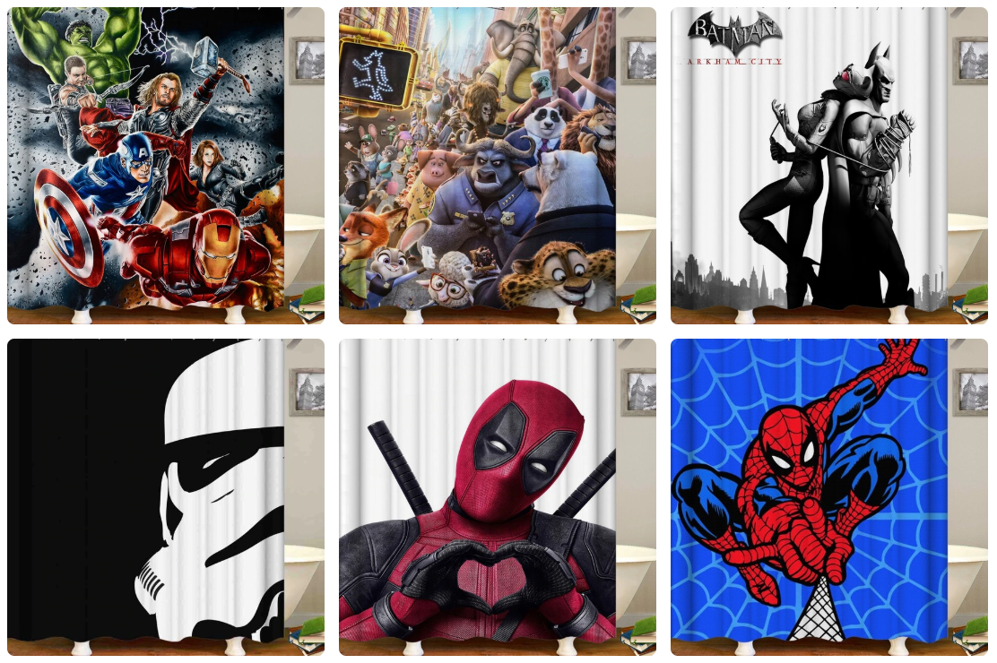 Super Heroes shower curtains - Teeznmo