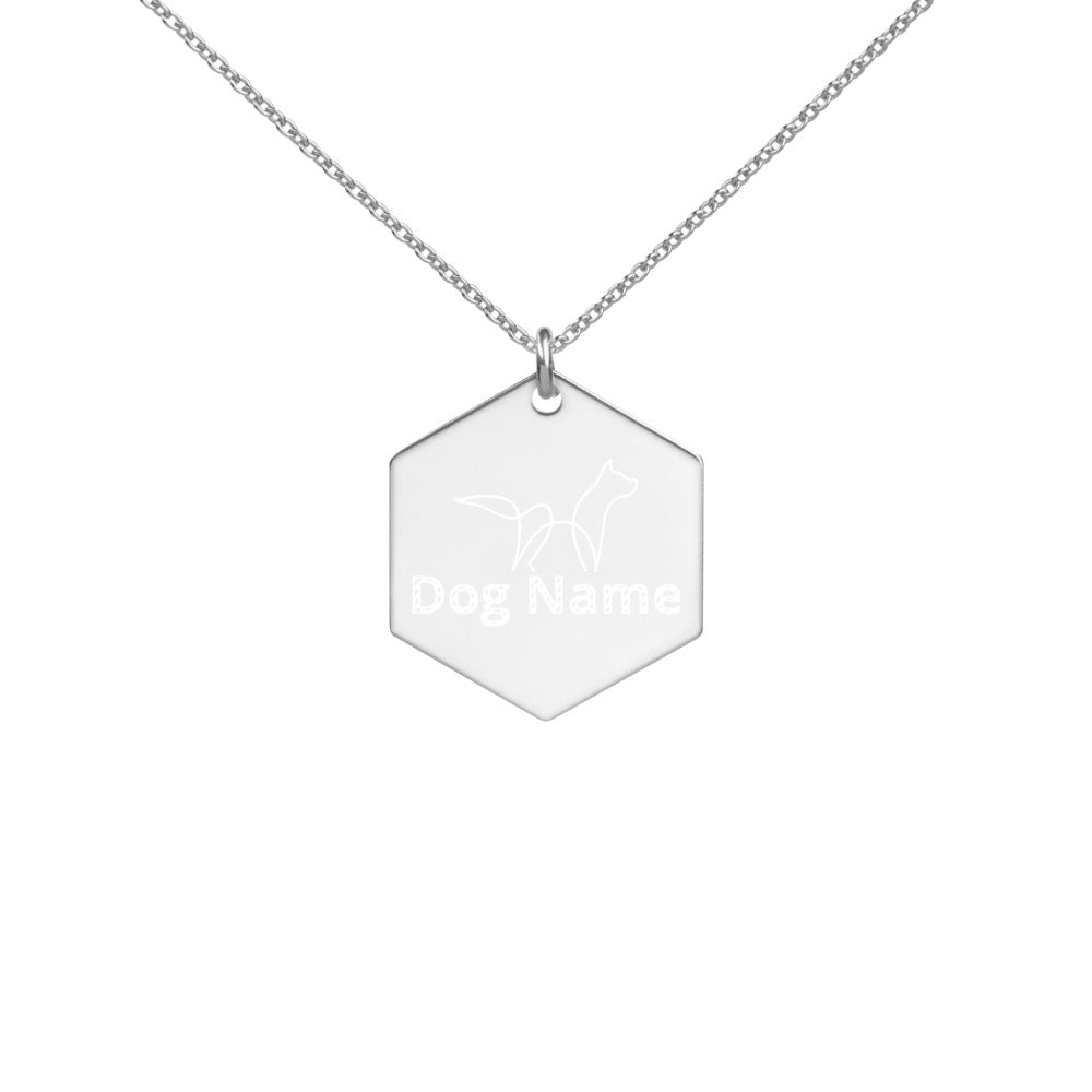 Engraved Silver Hexagon Necklace