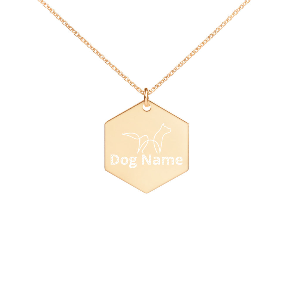 Engraved Silver Hexagon Necklace