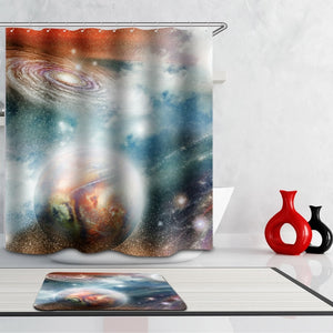 Universe Space Earth Shower Curtains - Teeznmo