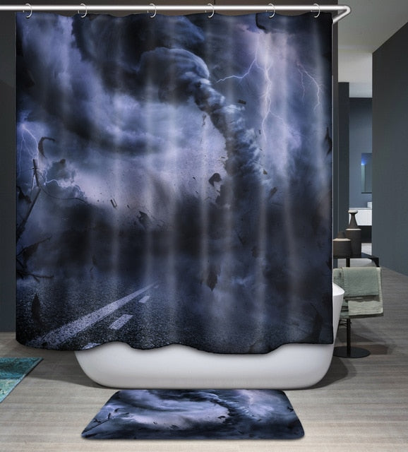 Universe Space Earth Shower Curtains - Teeznmo