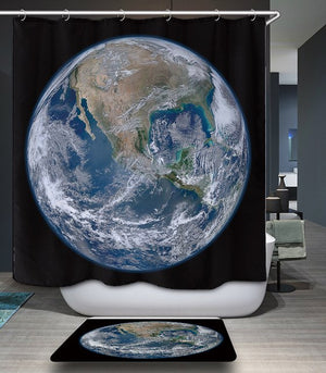Universe Space Earth Shower Curtains - Teeznmo