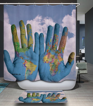Universe Space Earth Shower Curtains - Teeznmo