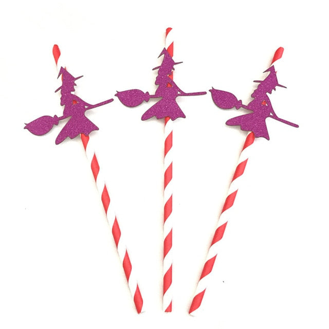10pcs Halloween Horror Paper Drinking Straw
