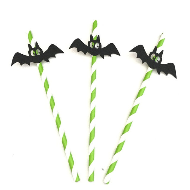 10pcs Halloween Horror Paper Drinking Straw