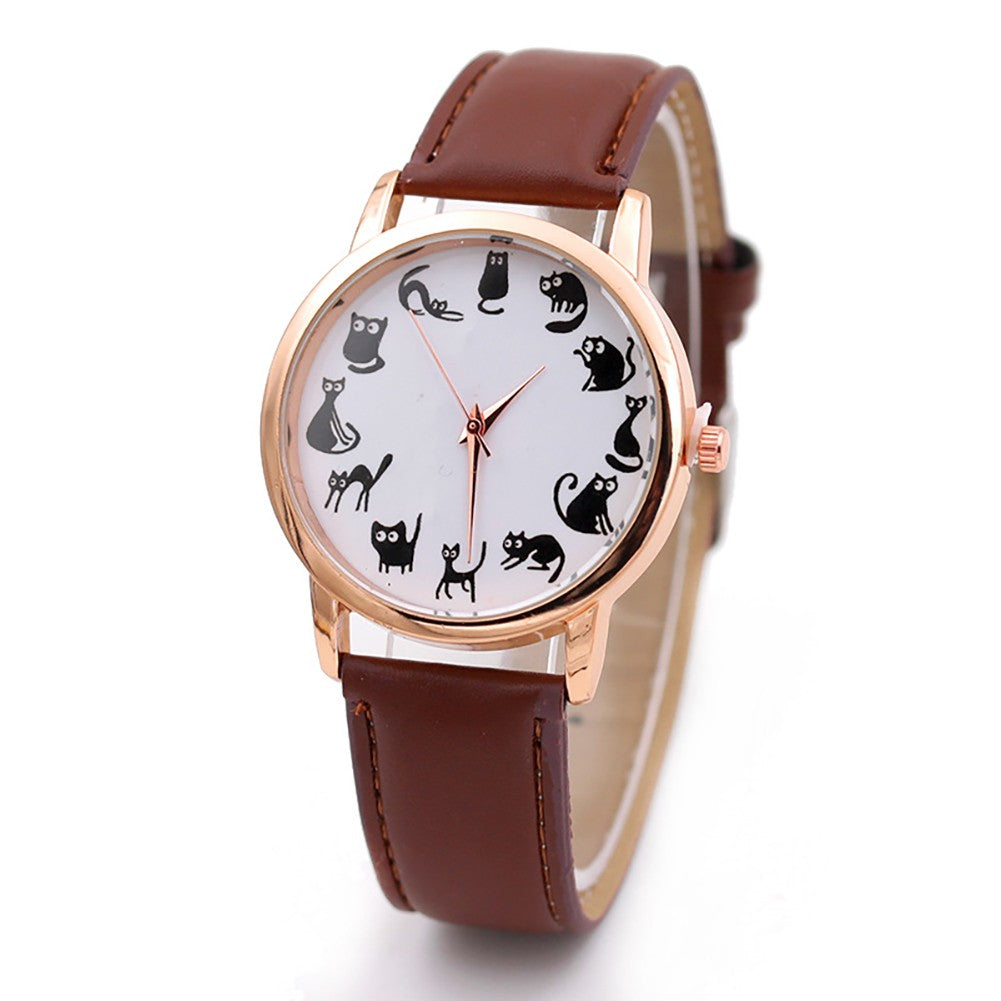 Cat Pattern Brown Dial Watch - Teeznmo
